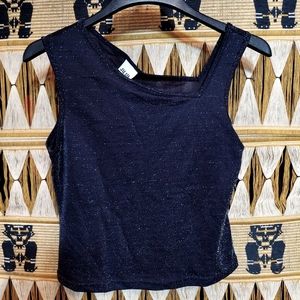 Asymmetrical Mesh Shimmer Top